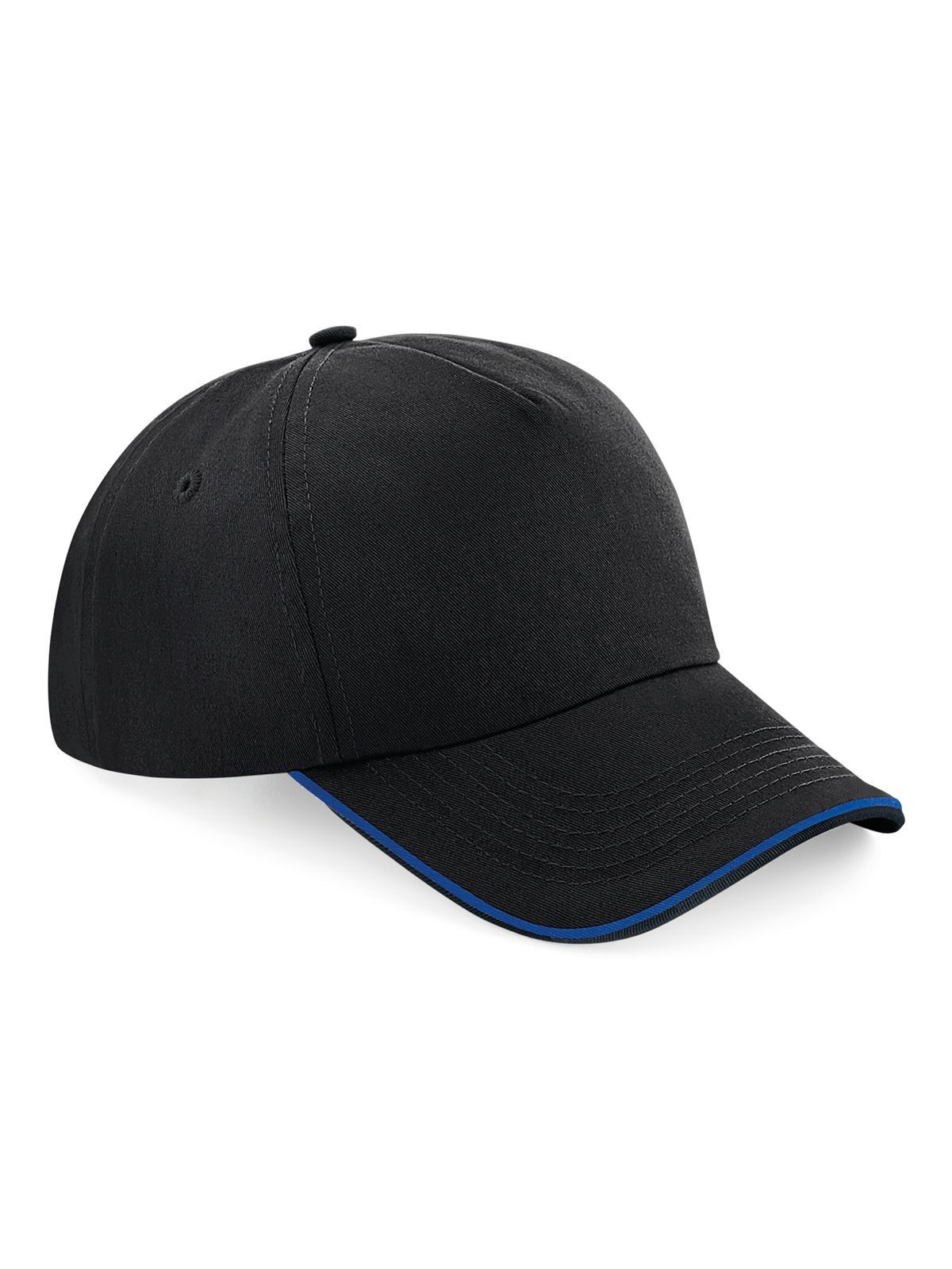 Authentieke 5-panel pet - Afgewerkte klep - BLKRO - Zwart/helder koningsblauw
