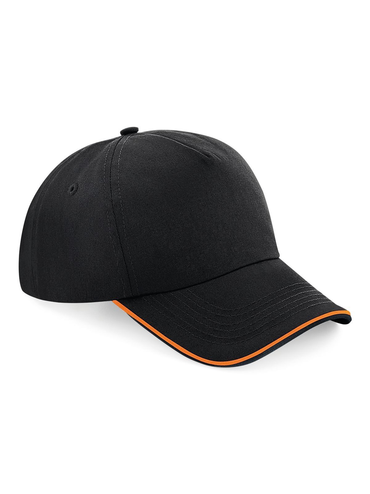 Authentieke 5-panel pet - Afgewerkte klep - BLKO - Zwart/oranje