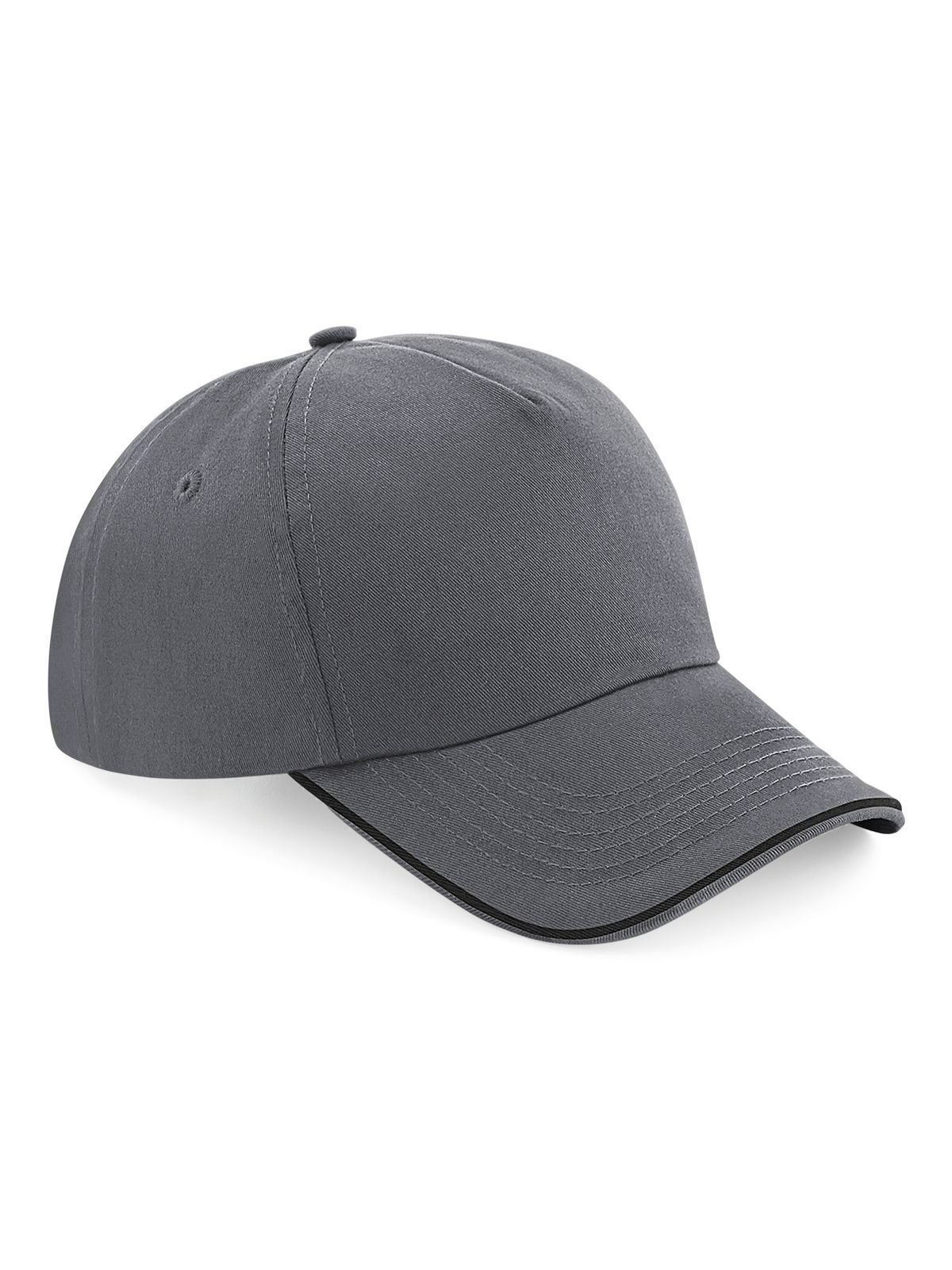 Authentieke 5-panel pet - Afgewerkte klep - GPHB - Grafietgrijs/zwart