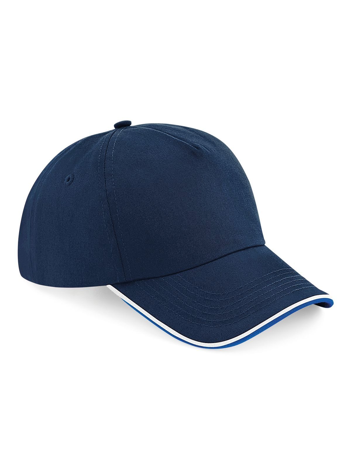 Authentieke 5-panel pet - Afgewerkte klep - FNABW - Frans marineblauw/helder koningsblauw/wit