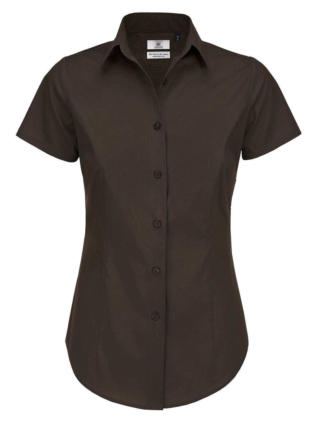 Chemise SSL pour femme en popeline noire à nœud papillon et élasthanne - CB146 - Grain de café
