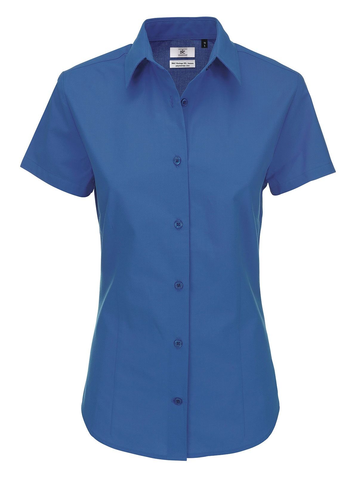 Chemise en popeline à manches courtes pour femme Heritage - BC455 - Puce bleue