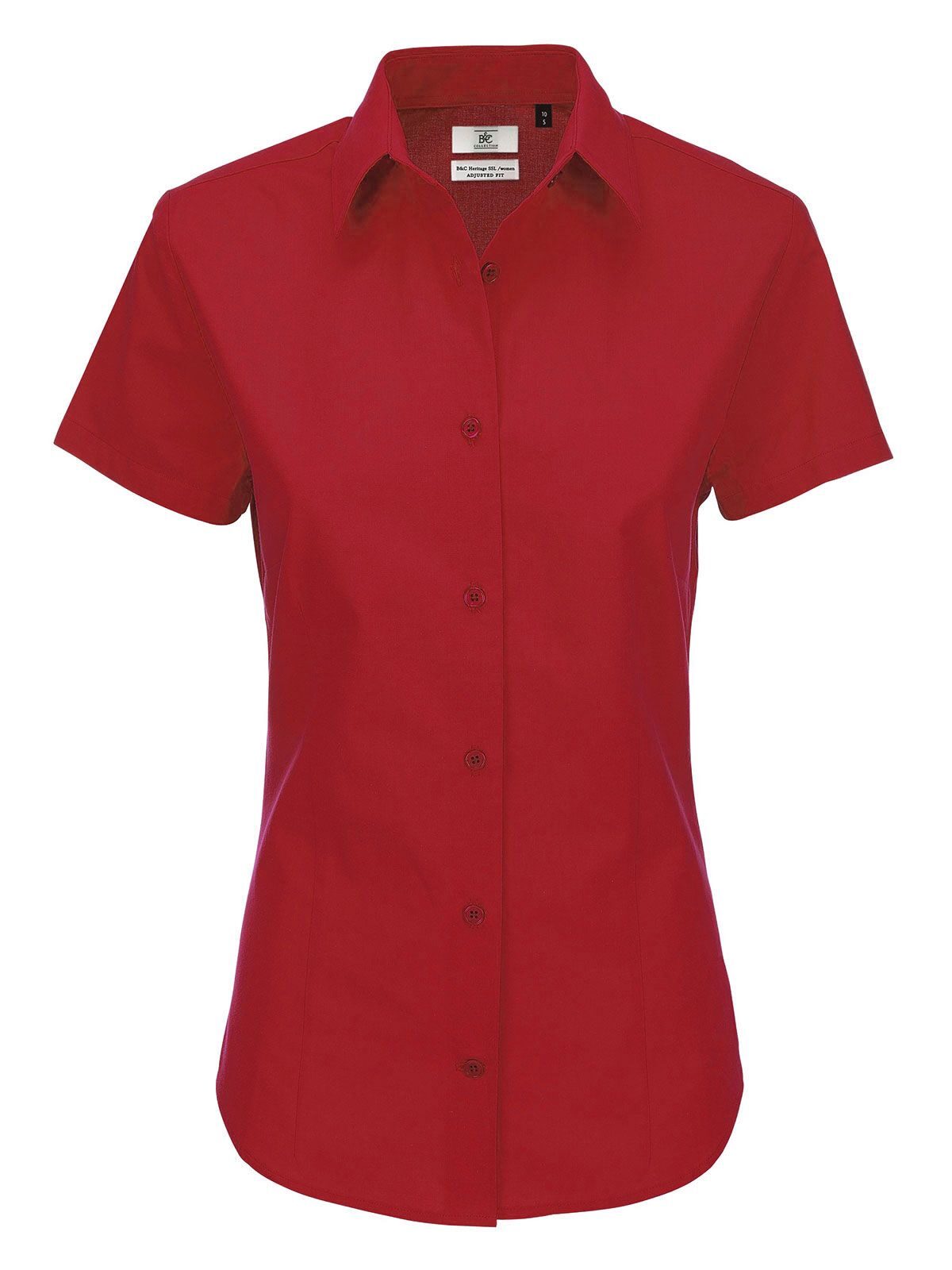 Chemise en popeline à manches courtes pour femme Heritage - DR371 - Rouge foncé