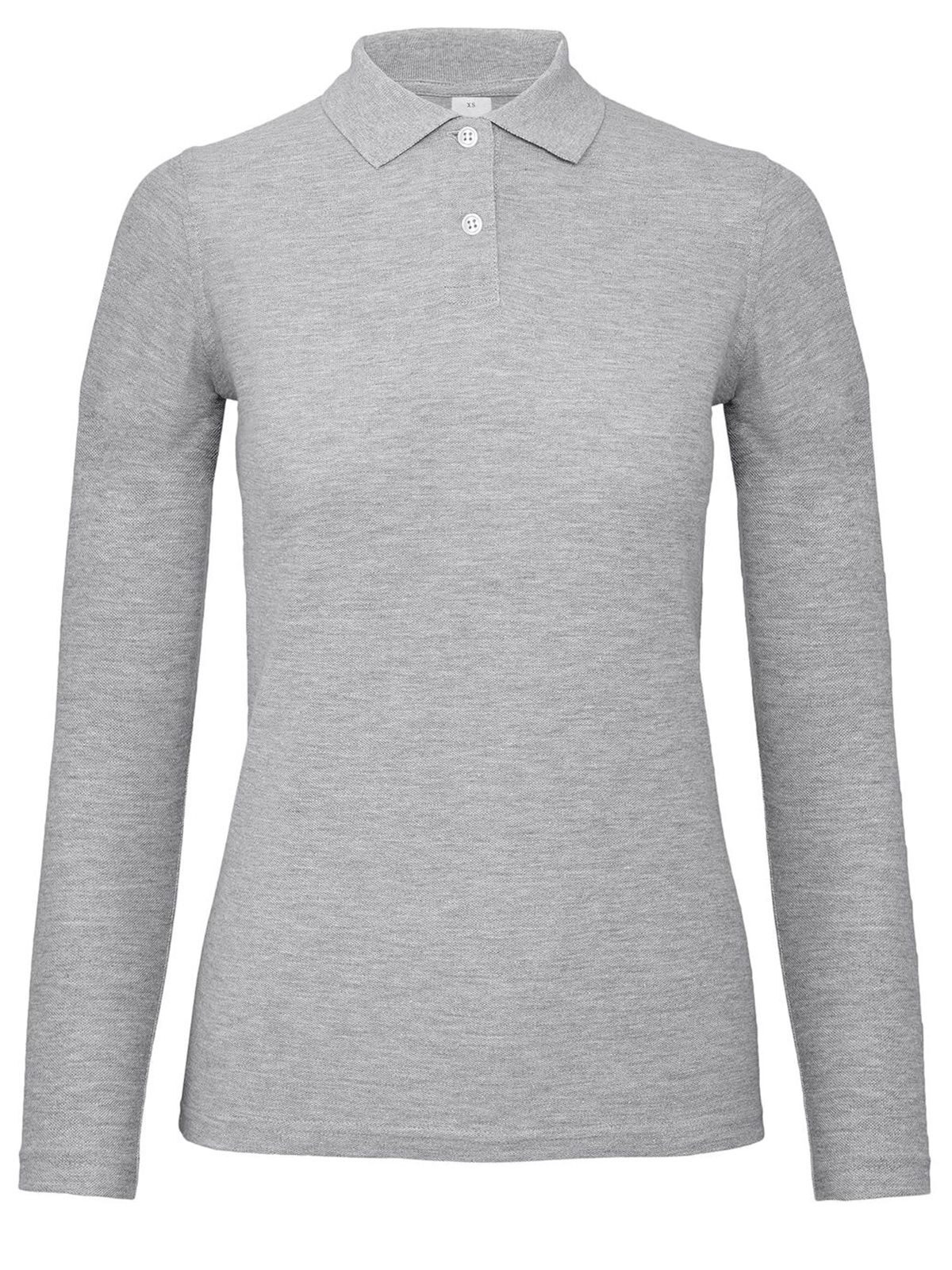 Polo à manches longues pour femme ID 001 - HG610 - Gris chiné