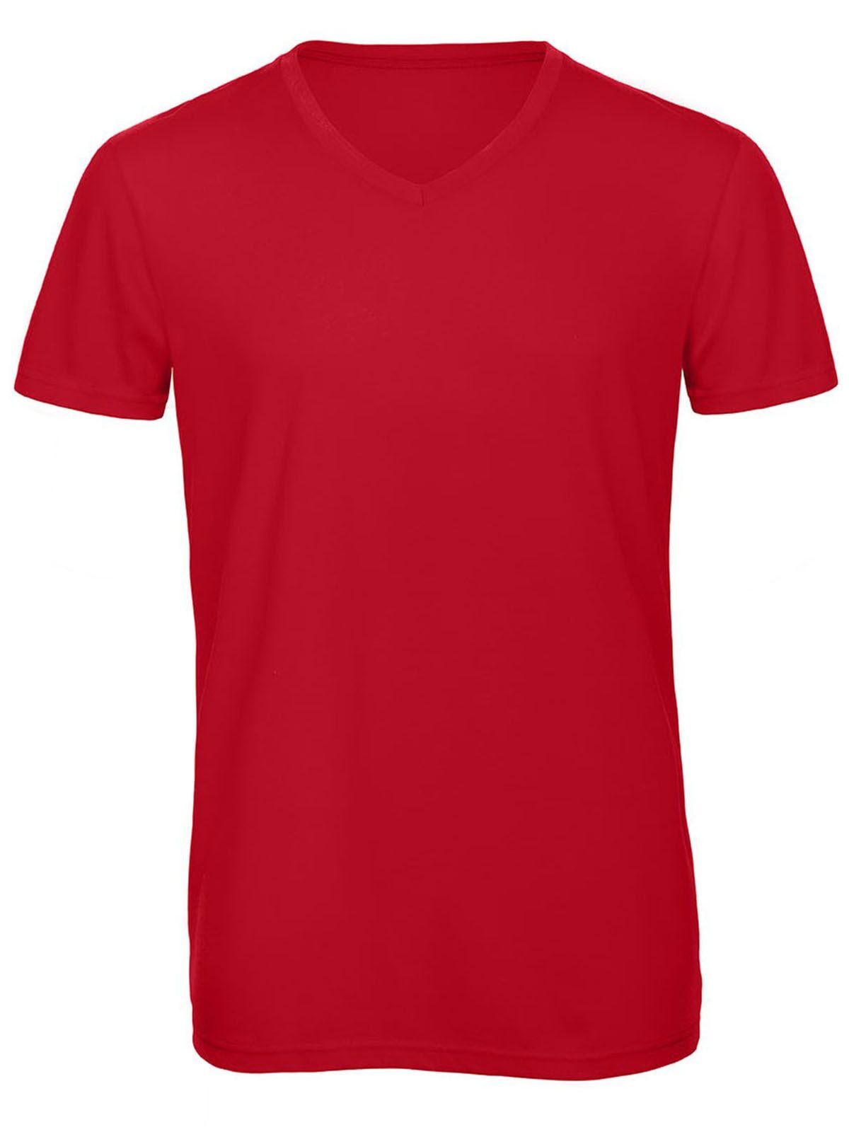 Heren T-shirt met V-hals en triblend-stof - RE004 - Rood