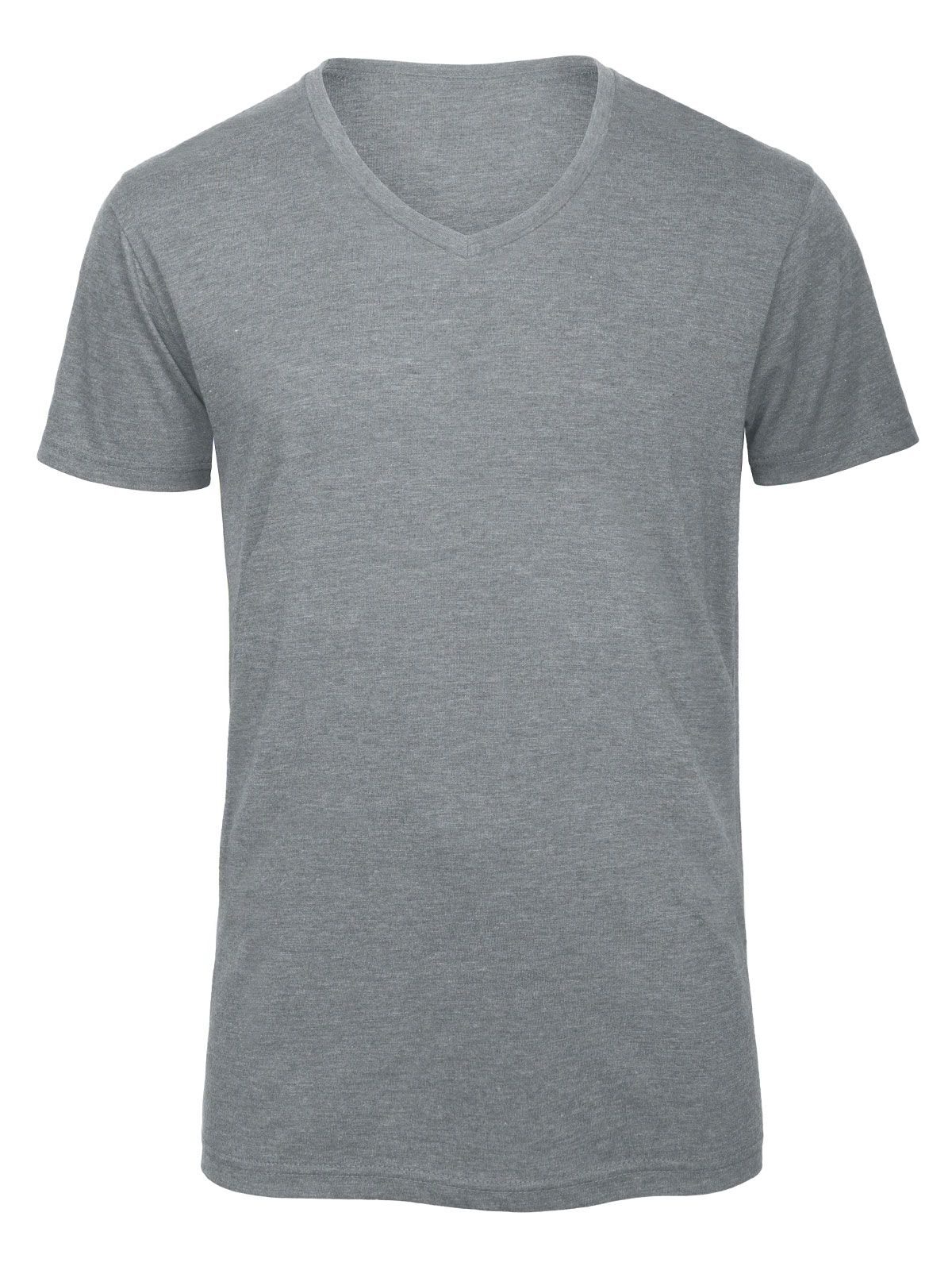 Heren T-shirt met V-hals en triblend-stof - HL613 - Lichtgrijs heide