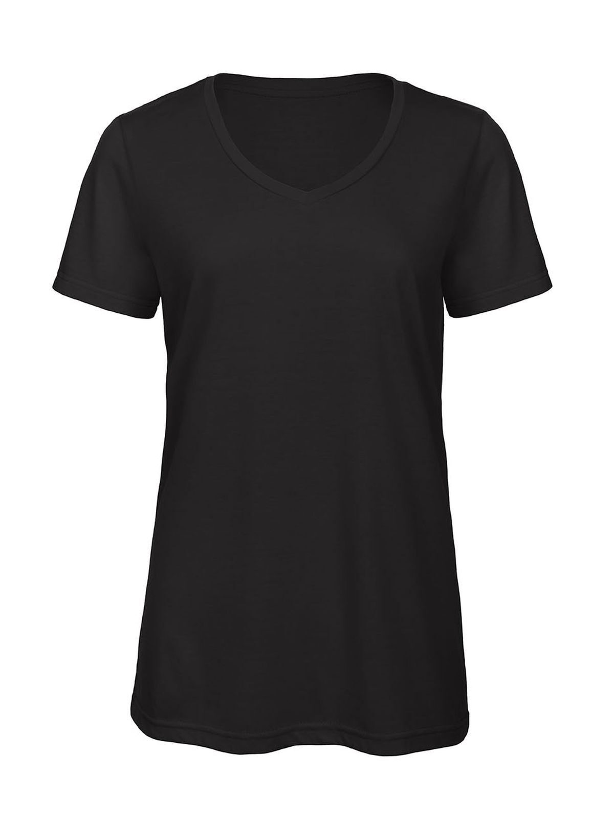 Dames T-shirt met V-hals en triblend-stof - BL002 - Zwart