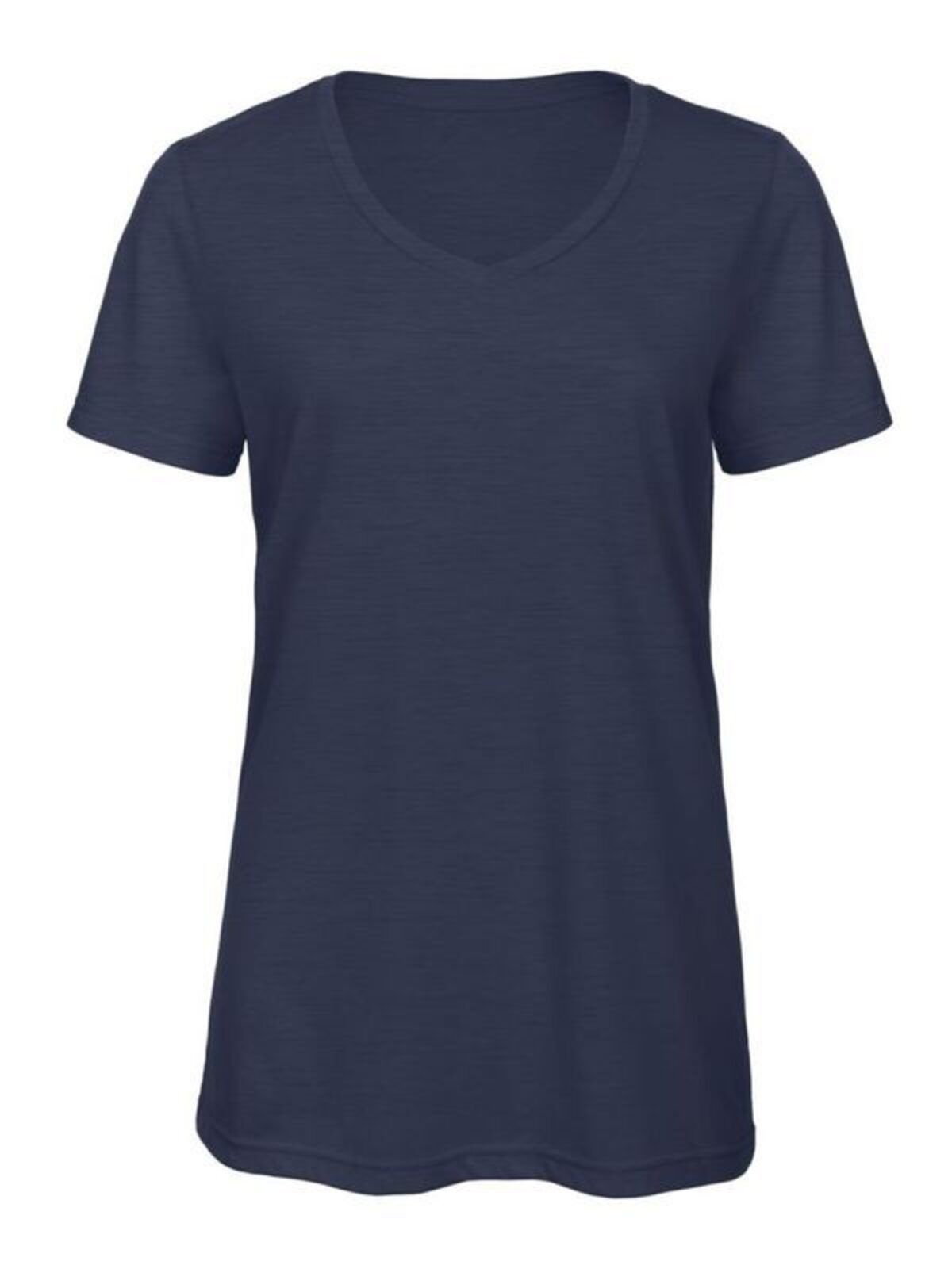 Dames T-shirt met V-hals en triblend-stof - HN611 - Heather Navy