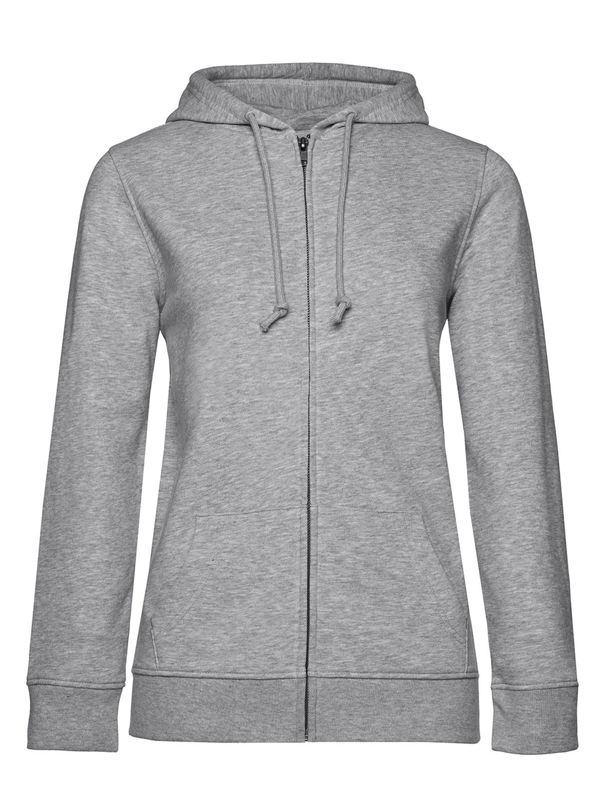 Sweat à capuche zippé bio /femme - HG610 - Gris chiné