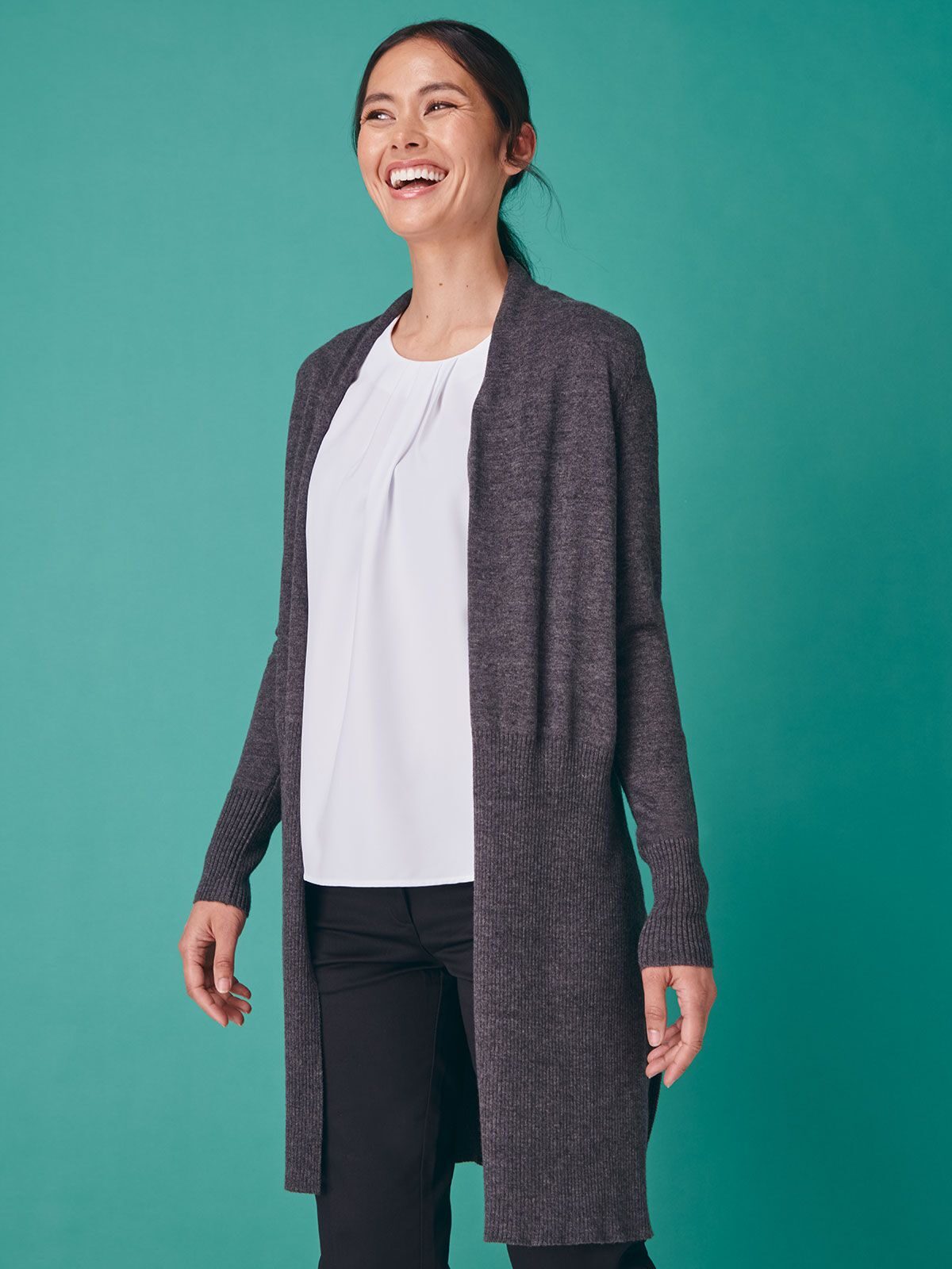 Dames lange open cardigan