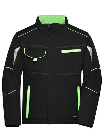 Gewatteerde softshell werkjas - niveau 2 - BLLIM - ZWART-LIME-GROEN