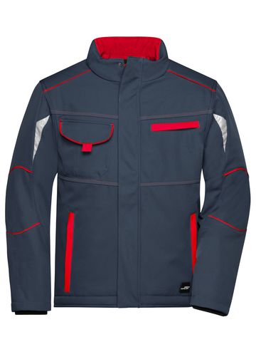 Gewatteerde softshell werkjas - niveau 2 - CBRD - KOOLSTOF-ROOD