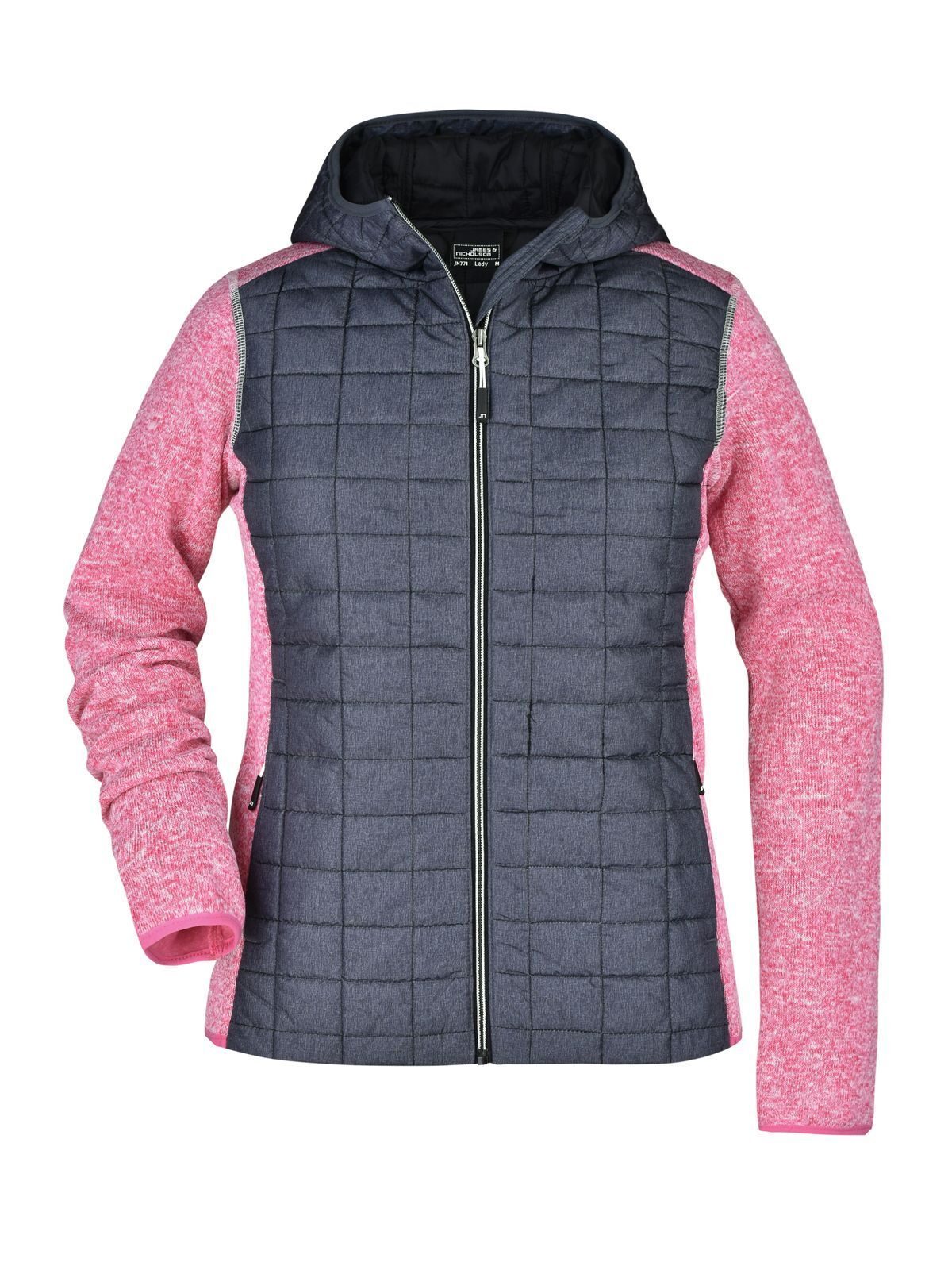 Veste hybride tricotée pour femme - PMANM - Mélange rose-anthracite-mélange