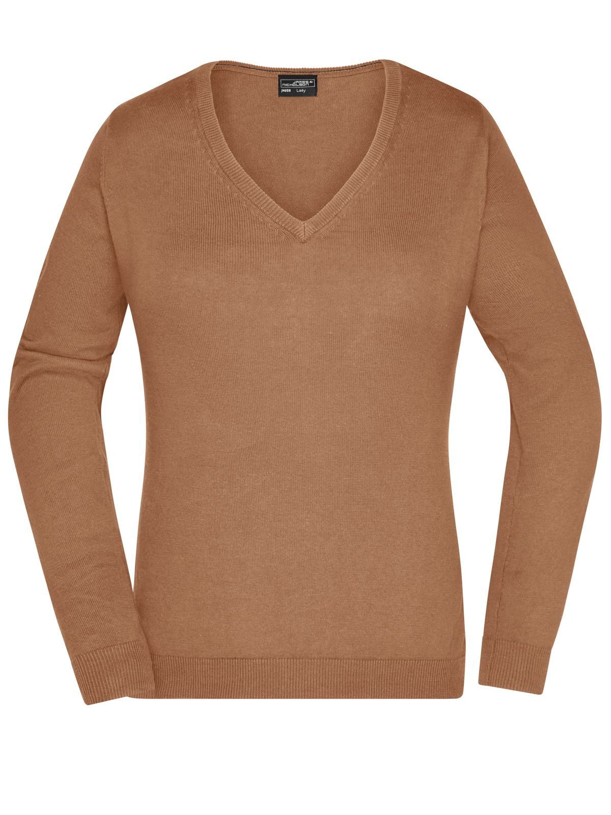 Damespullover met V-hals - CA - Kameel
