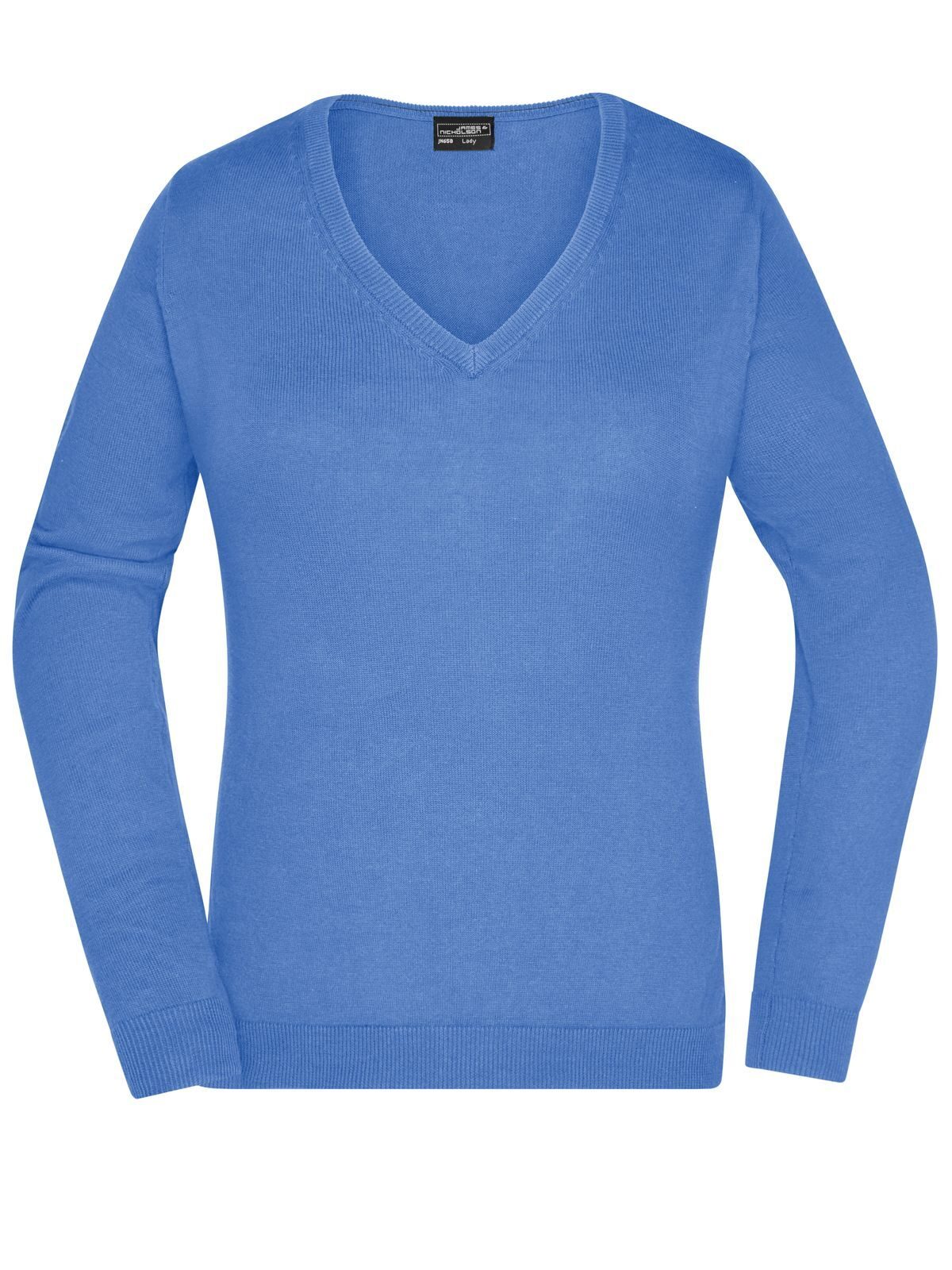 Damespullover met V-hals - GLBLU - Gletsjerblauw