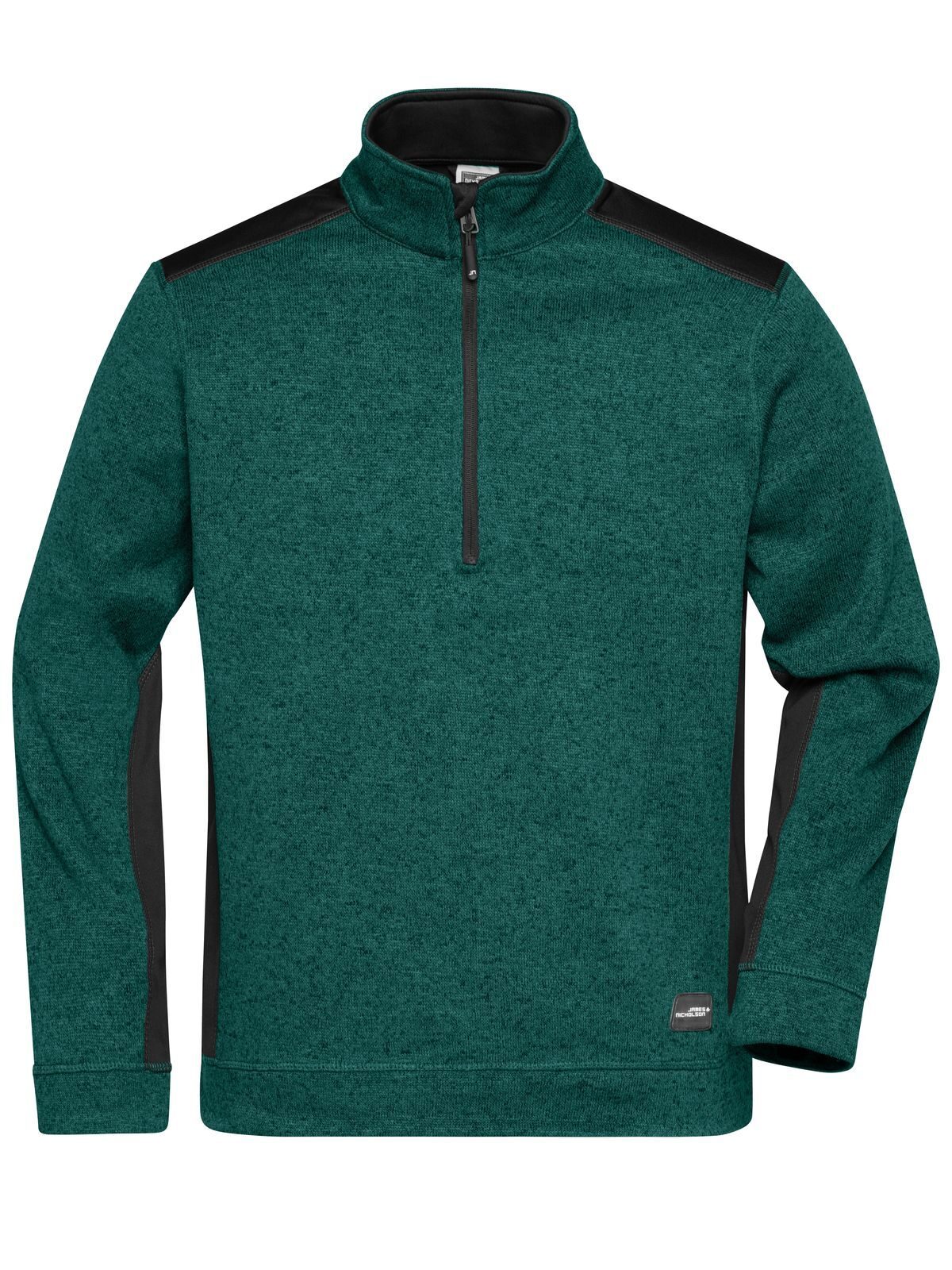 Pull en polaire tricoté pour homme à demi-zip - DGMBL - MÉLANGE VERT FONCÉ - NOIR