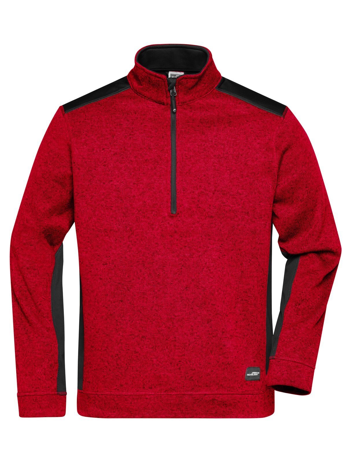 Pull en polaire tricoté pour homme à demi-zip - RDMEBL - MÉLANGE ROUGE - NOIR