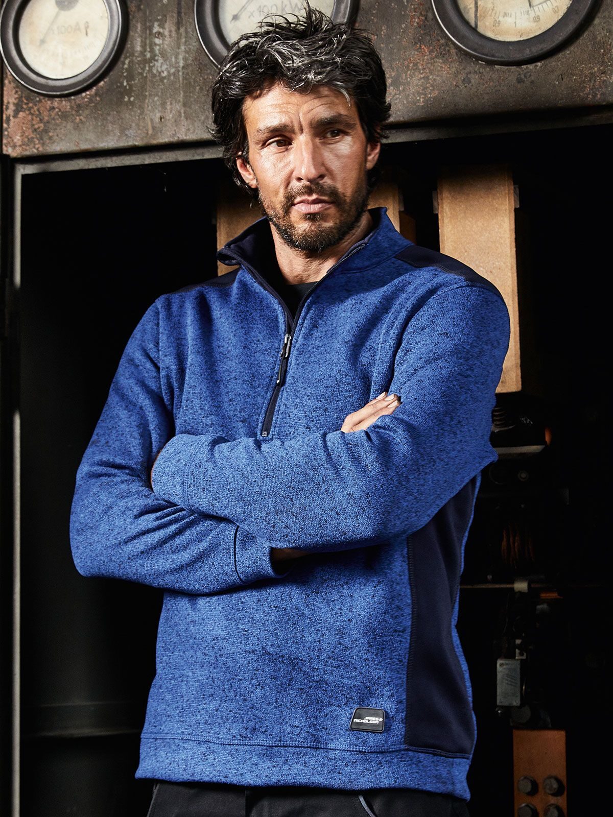 Pull en polaire tricoté pour homme à demi-zip