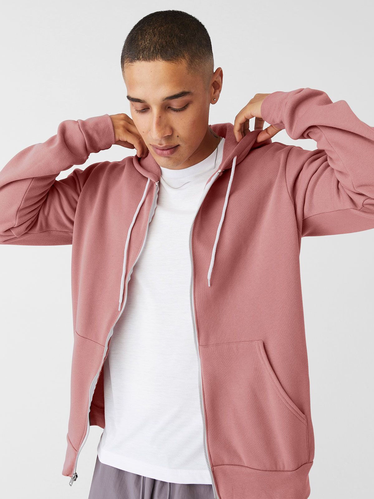 Unisex hoodie met volledige ritssluiting van polykatoen fleece
