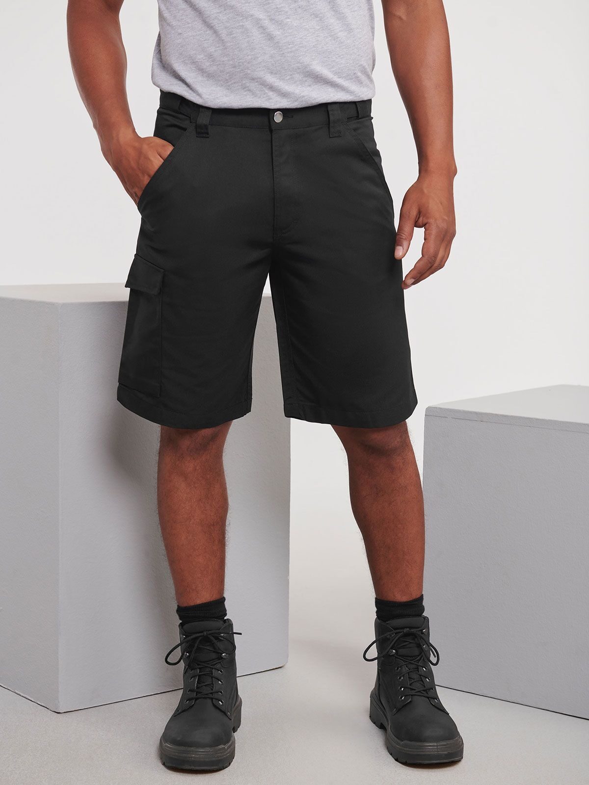 Werkshorts van polykatoen keperstof