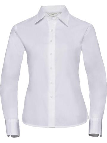 Chemise classique à manches longues en sergé pour femme - 30 - Blanc