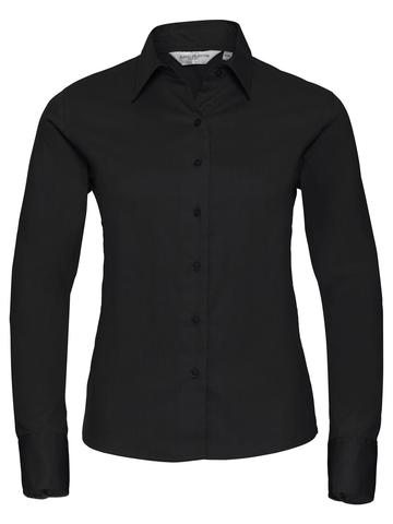 Chemise classique à manches longues en sergé pour femme - 36 - Noir