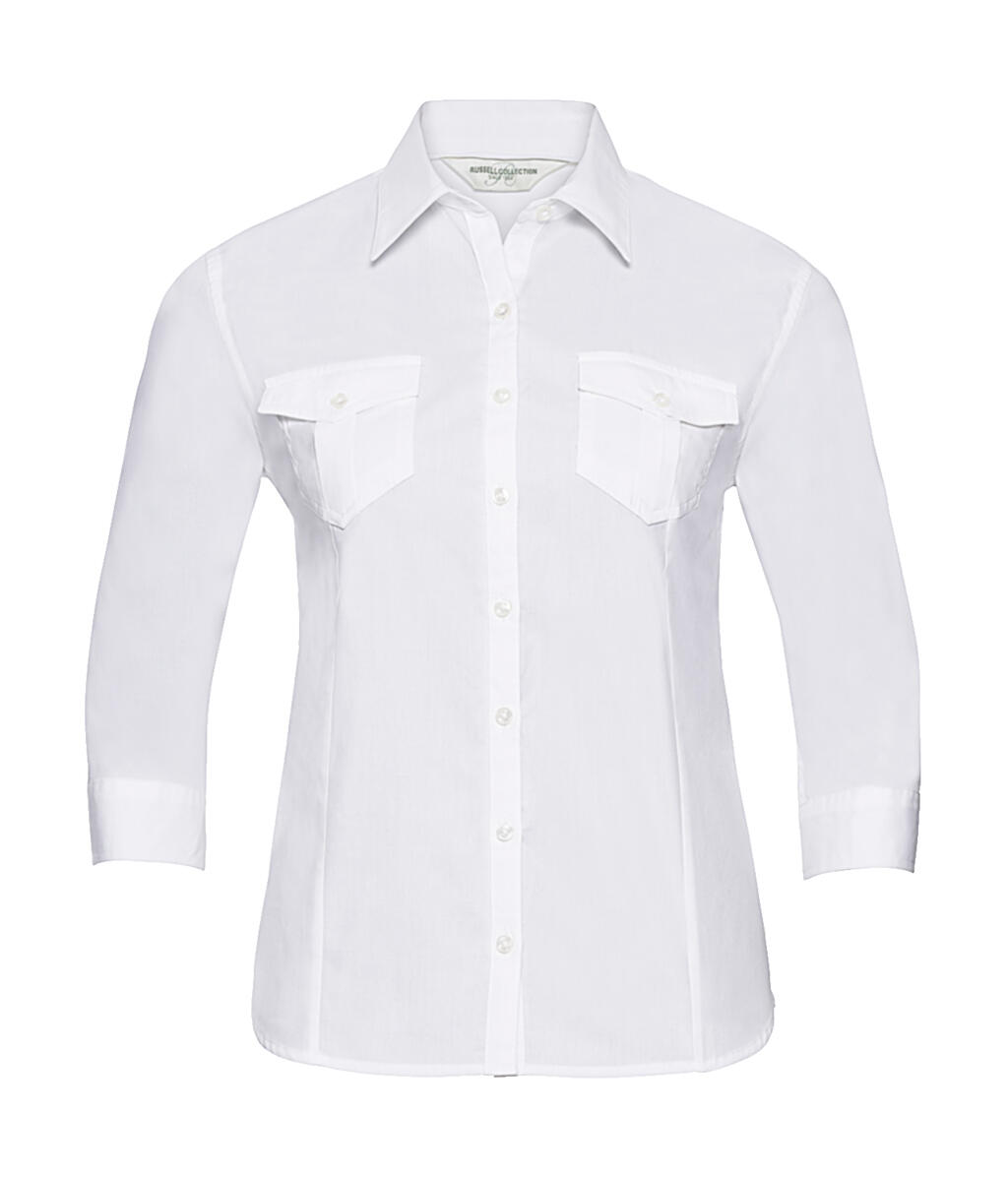 Damesblouse met 3/4 mouwen en manchetten - 30 - Wit