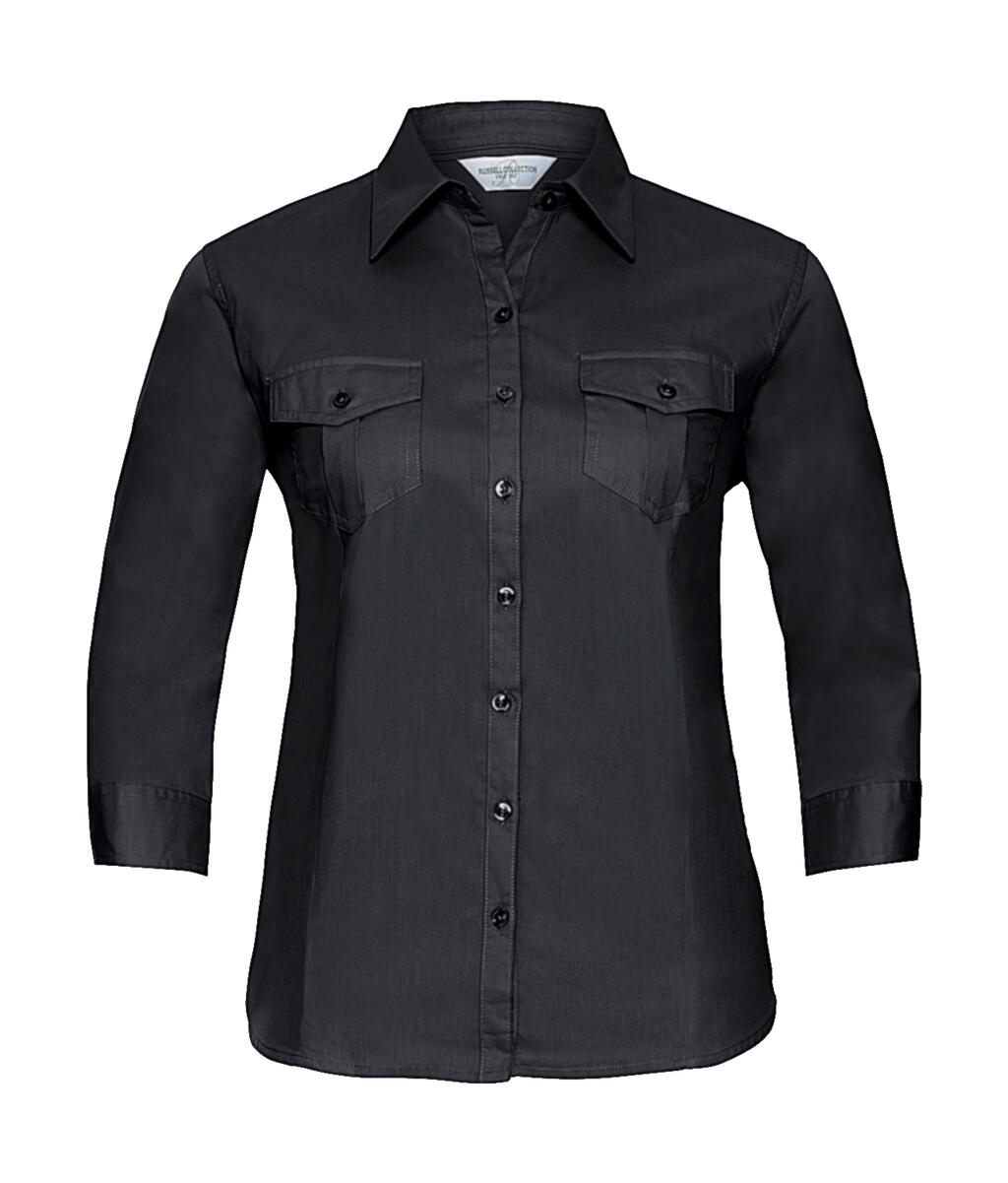 Damesblouse met 3/4 mouwen en manchetten - 36 - Zwart