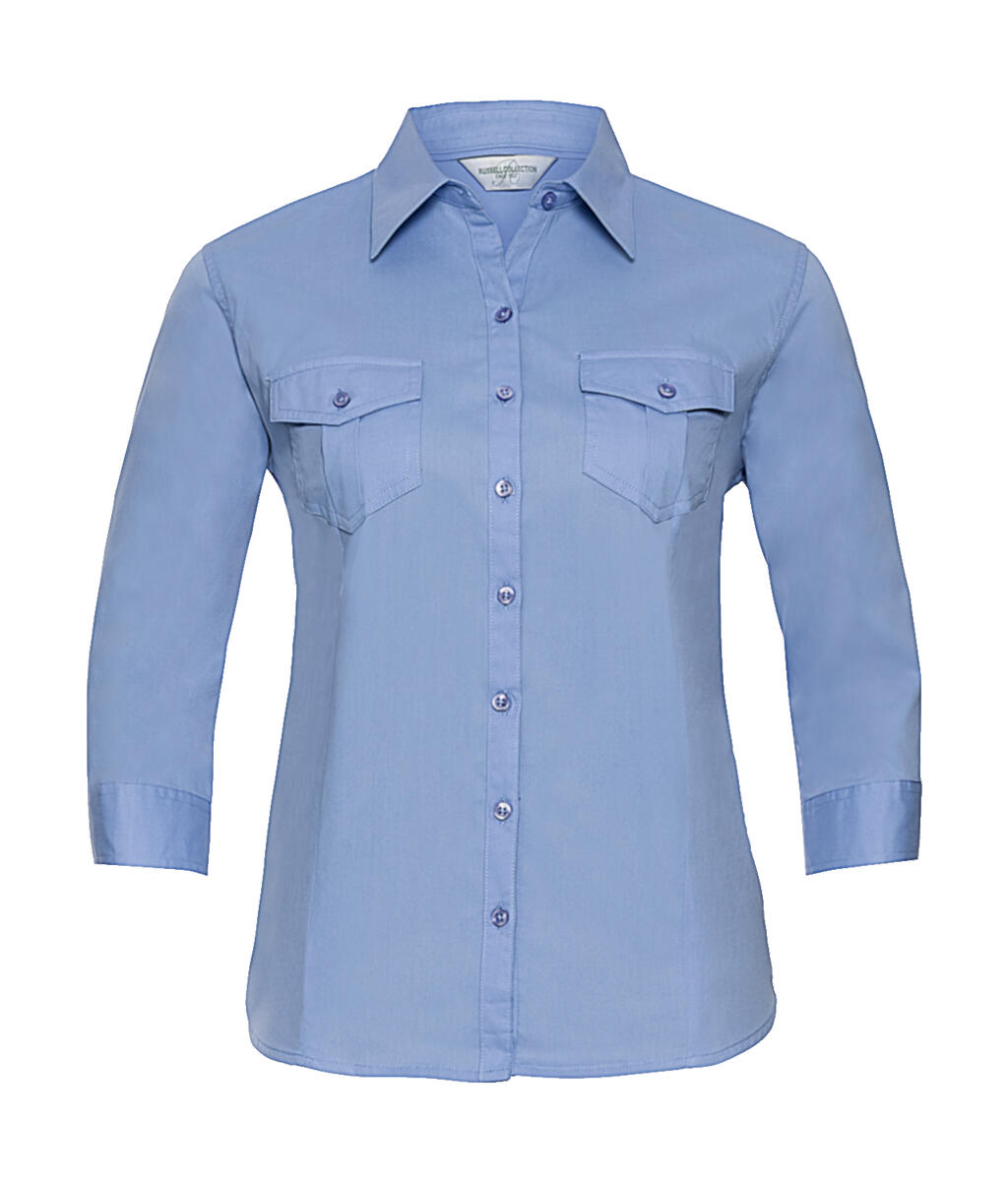 Damesblouse met 3/4 mouwen en manchetten - BL - Blauw
