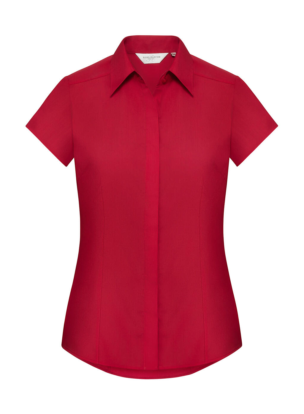 Damesblouse van poplin met korte mouwen - CR - Klassiek rood