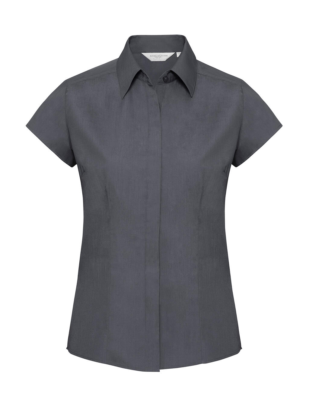 Damesblouse van poplin met korte mouwen - CG - Konvooi Grijs
