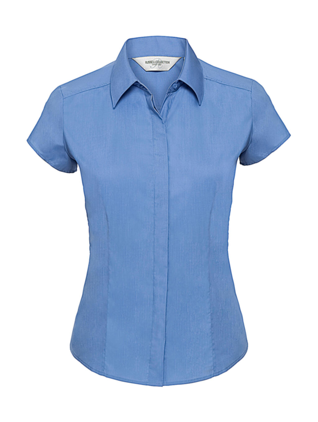 Damesblouse van poplin met korte mouwen - CP - Bedrijfsblauw
