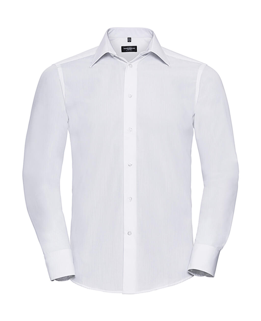 Getailleerd herenoverhemd met lange mouwen van polykatoenen poplin. - 000 - Wit