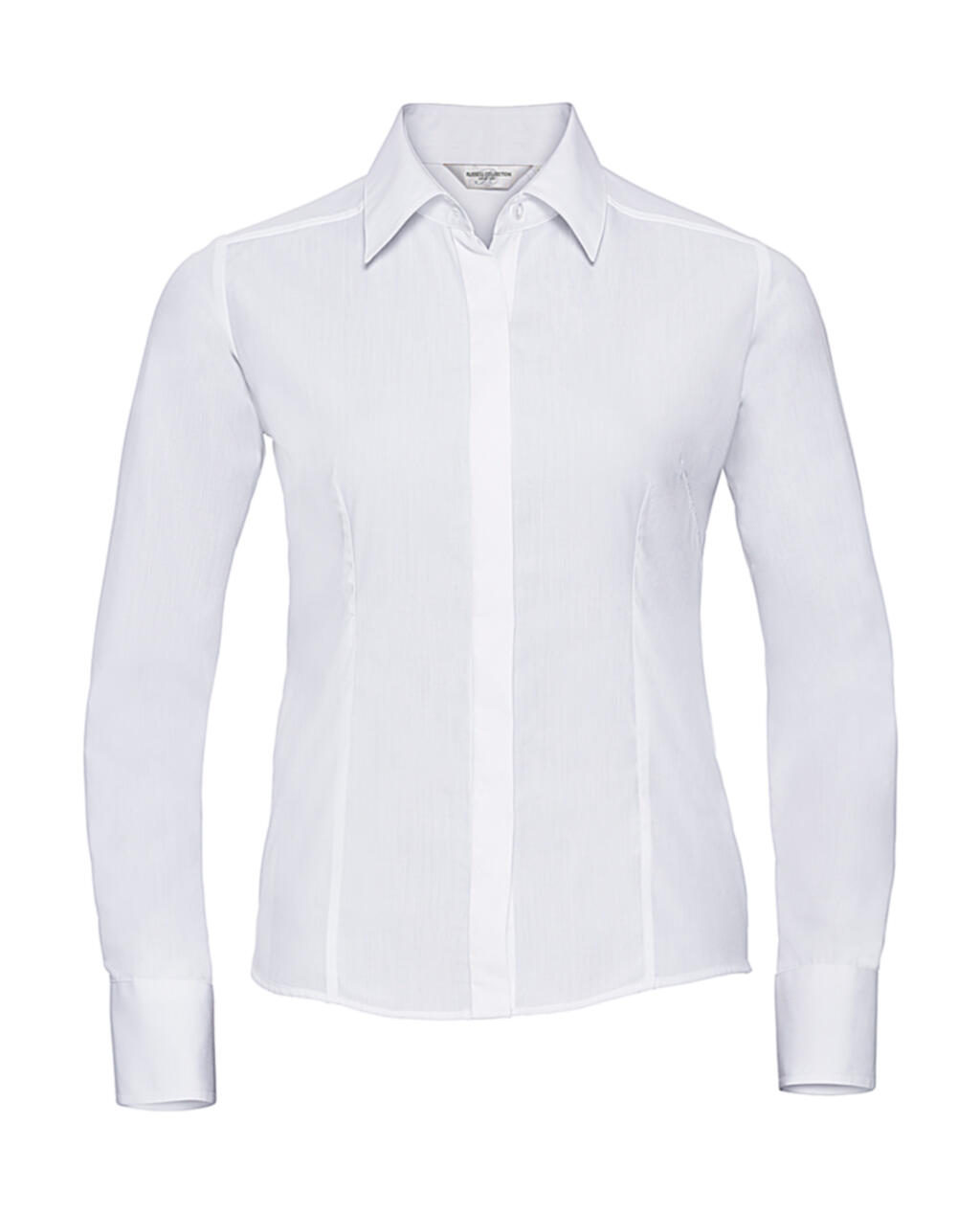 Damesoverhemd met lange mouwen, getailleerd model, van polykatoenen poplin. - 000 - Wit