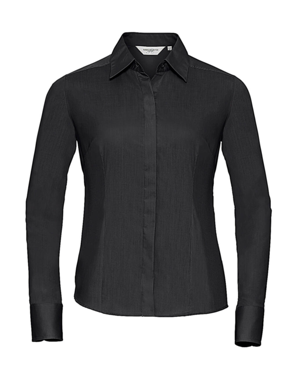 Damesoverhemd met lange mouwen, getailleerd model, van polykatoenen poplin. - 101 - Zwart