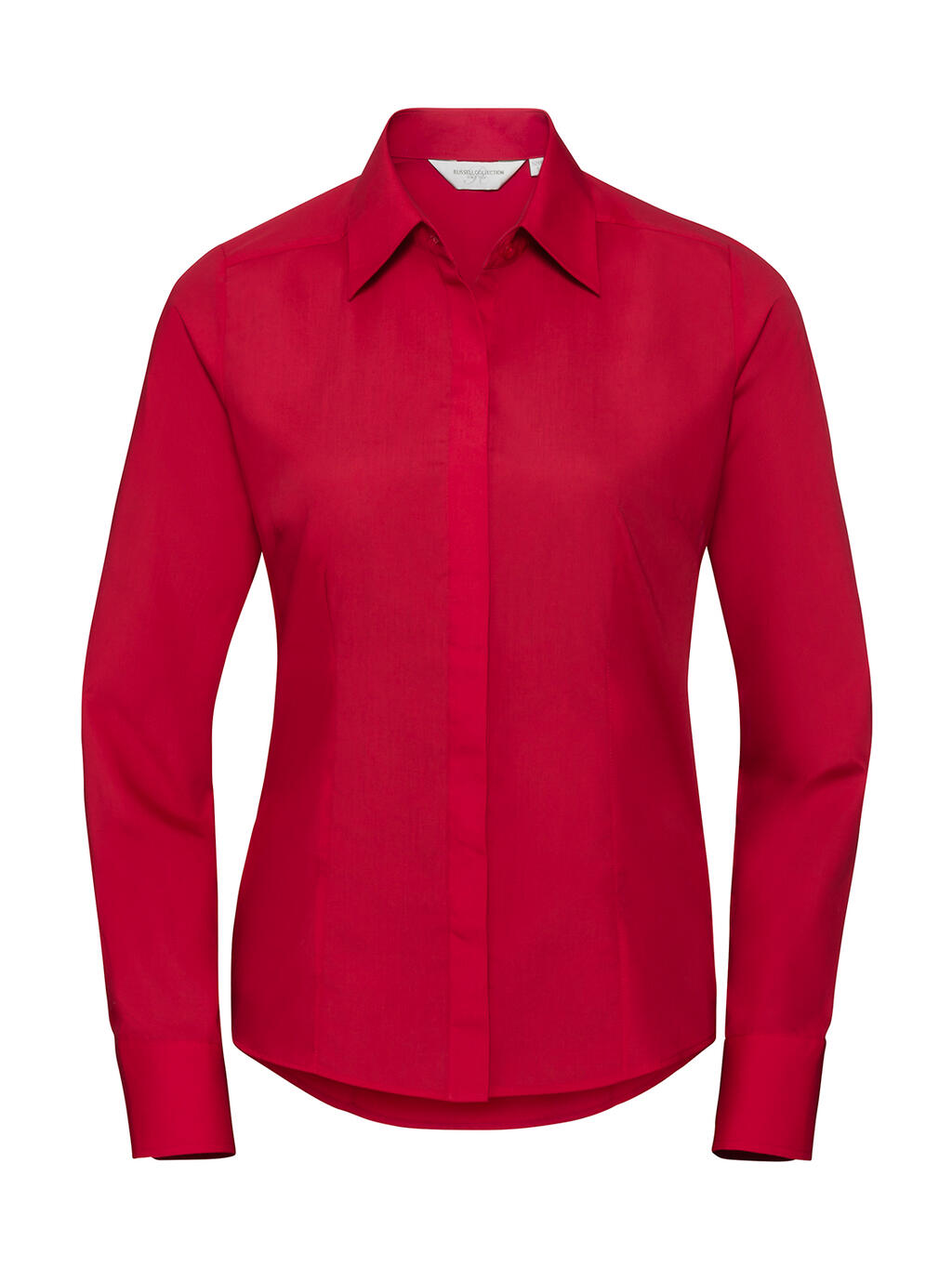 Damesoverhemd met lange mouwen, getailleerd model, van polykatoenen poplin. - 401 - Klassiek rood