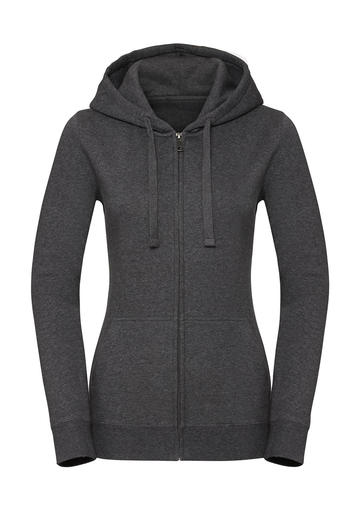 Authentieke Melange dames sweater met capuchon en ritssluiting - C6 - Koolstofmelange