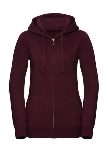 Authentieke Melange dames sweater met capuchon en ritssluiting - BD - Bourgondische melange