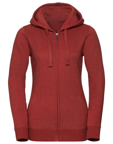 Authentieke Melange dames sweater met capuchon en ritssluiting