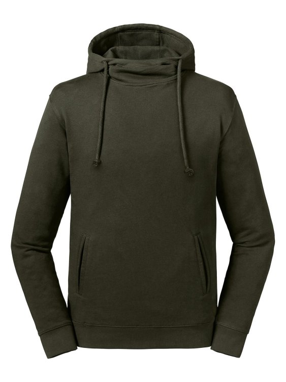 Sweat à capuche à col montant 100% bio - DO - Olive foncé