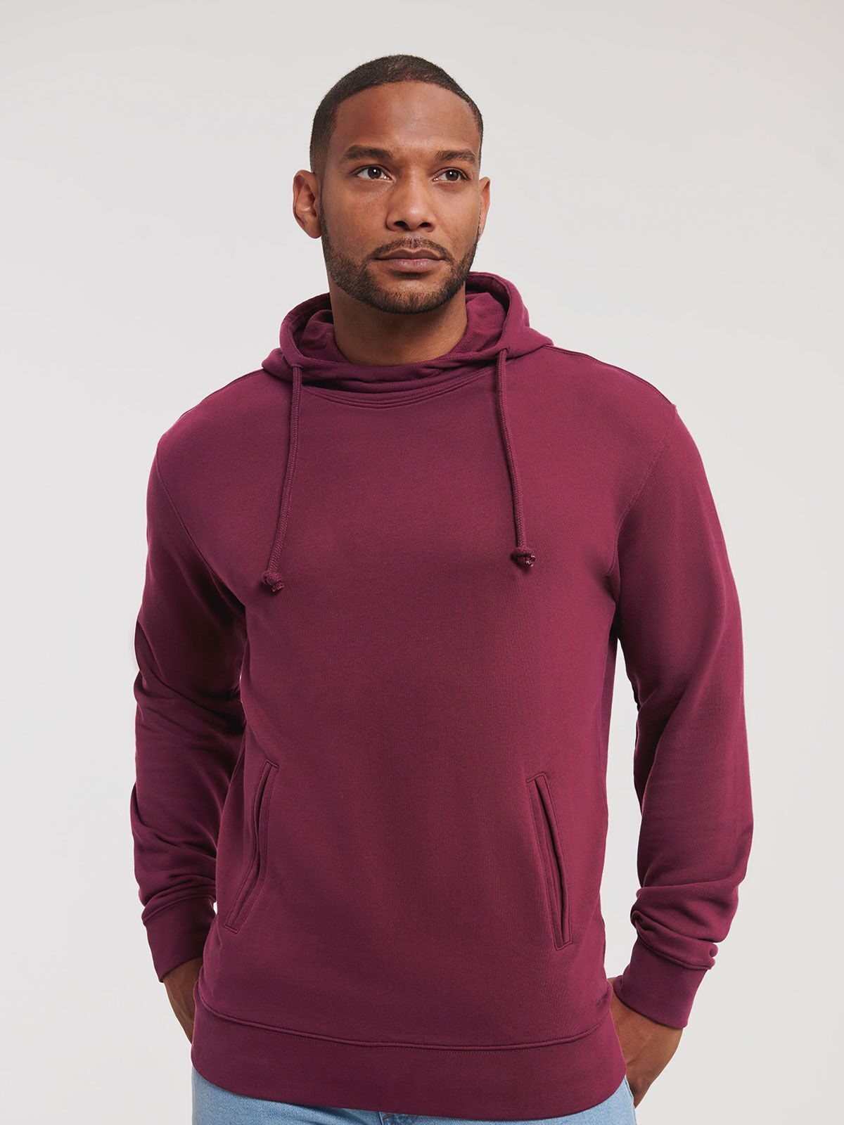 Pure biologische sweater met hoge kraag en capuchon