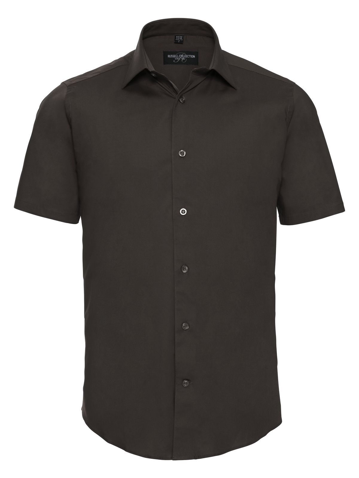 Chemise extensible à manches courtes - CQ - Chocolat