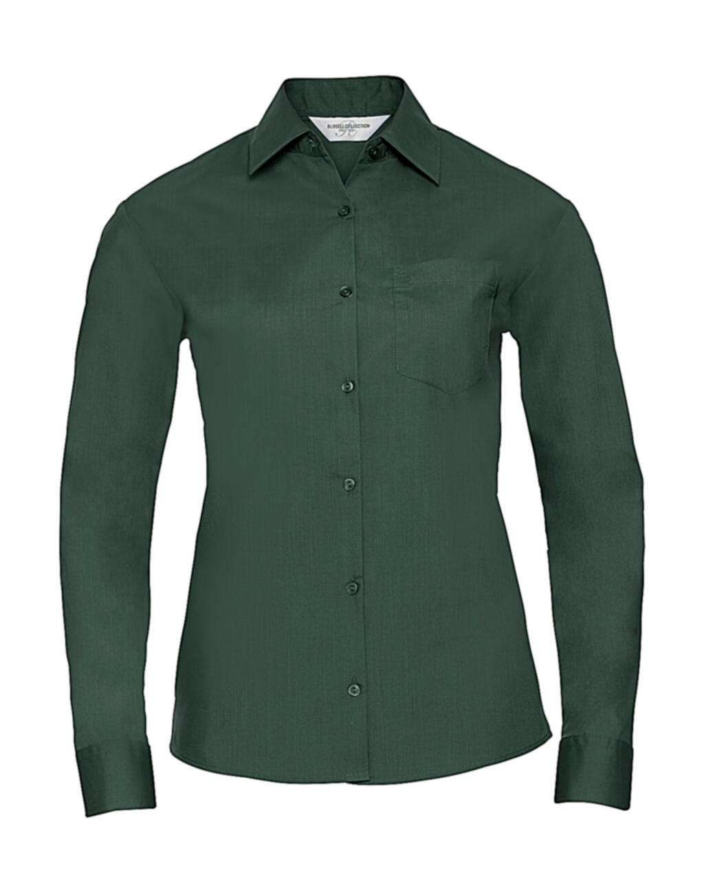 Damesoverhemd met lange mouwen, klassiek model, gemaakt van polykatoenen poplin - 38 - Flesgroen