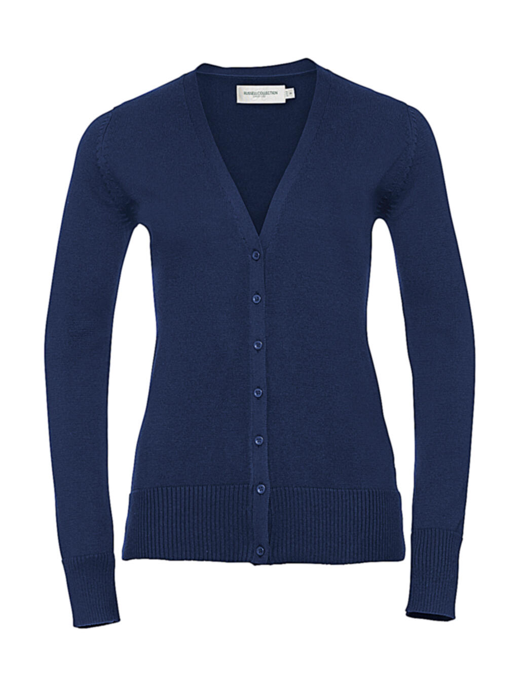 Gebreid damesvest met V-hals - D2 - Denim gemêleerd