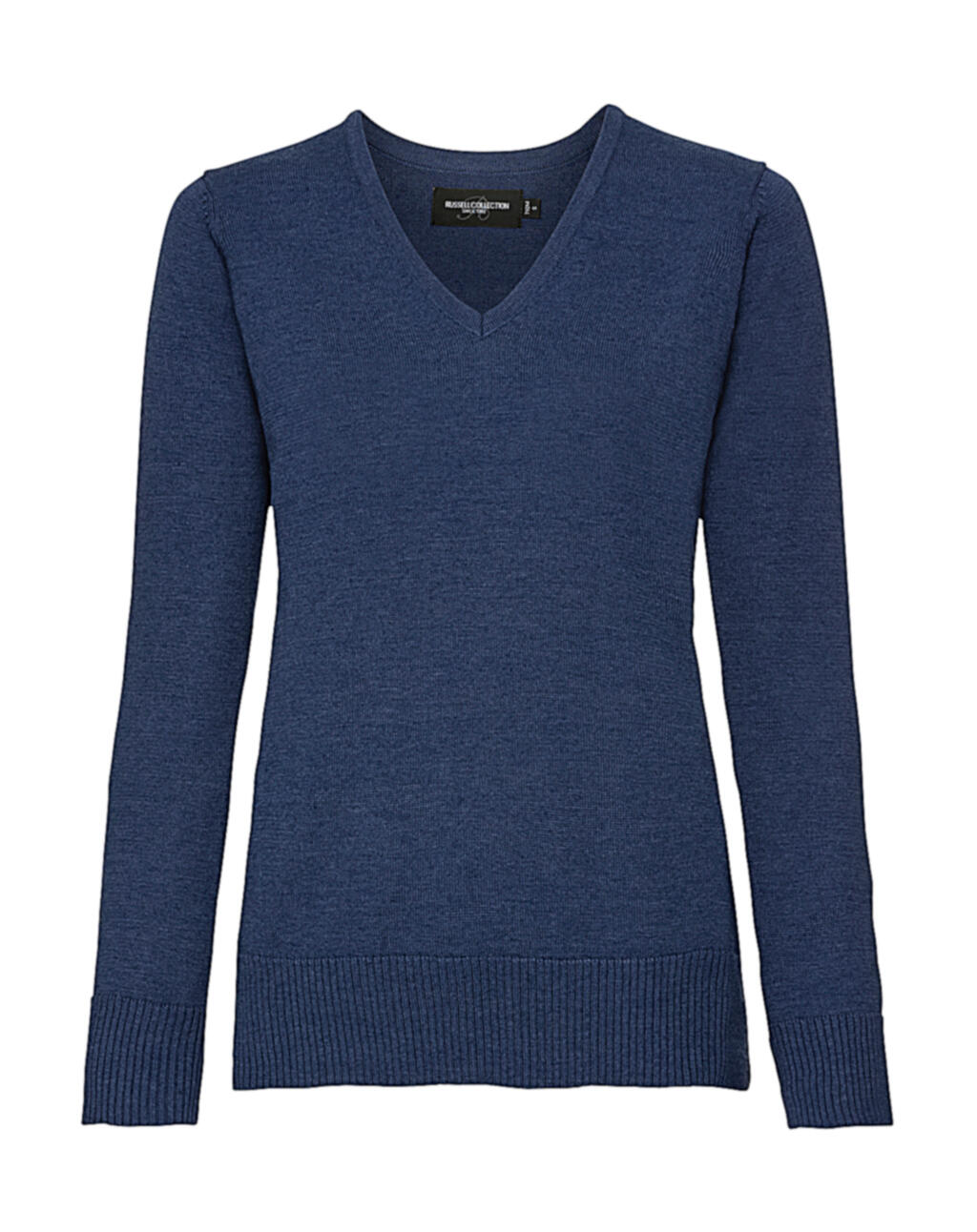 Gebreide trui met V-hals voor dames - D2 - Denim gemêleerd