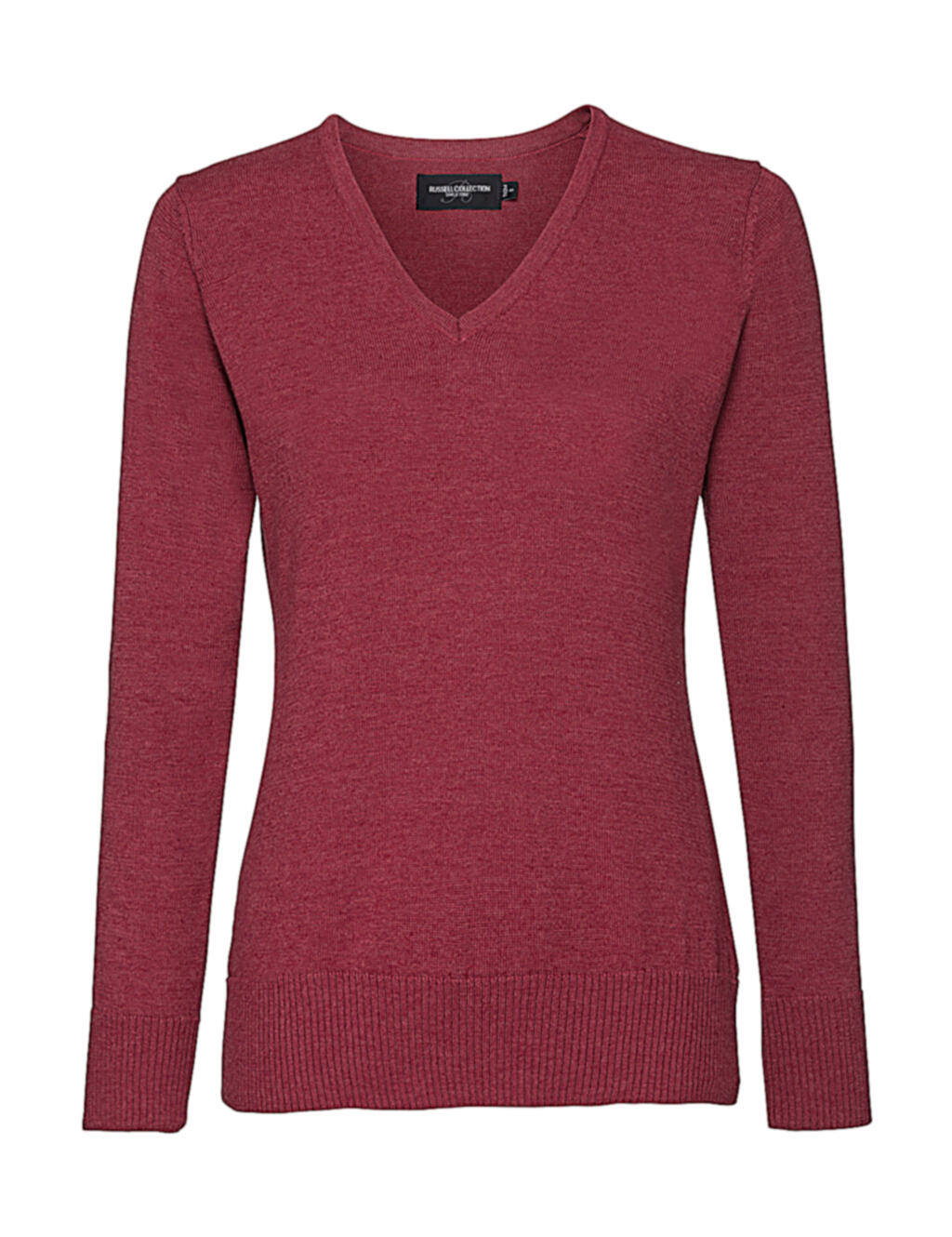 Gebreide trui met V-hals voor dames - MC - Cranberry Mergel