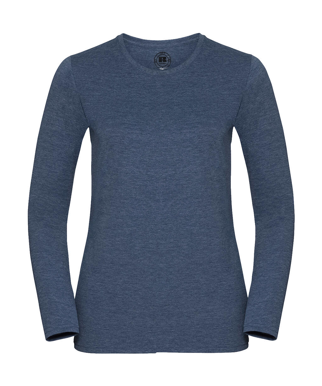 Dames T-shirt met lange mouwen in HD-kwaliteit - N9 - Helder marineblauw gemêleerd