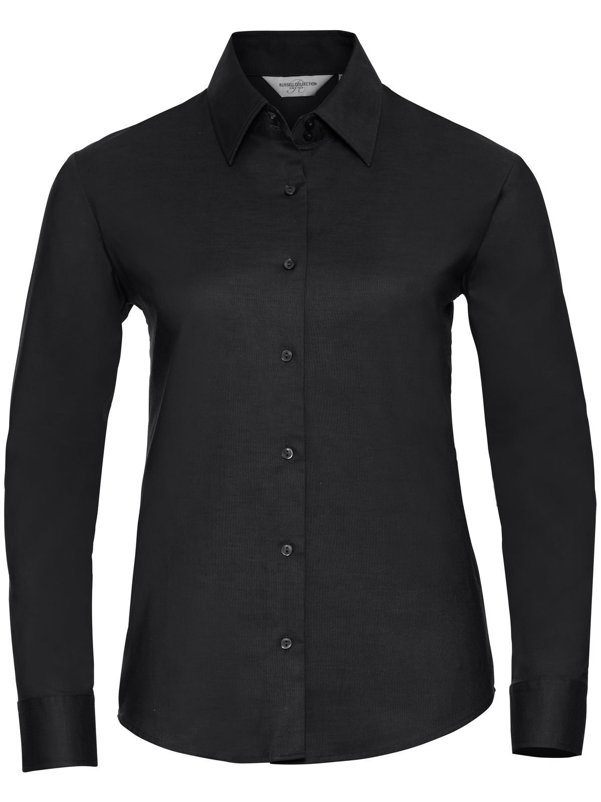 Damesoverhemd met lange mouwen en getailleerde pasvorm, model Oxford. - 36 - Zwart