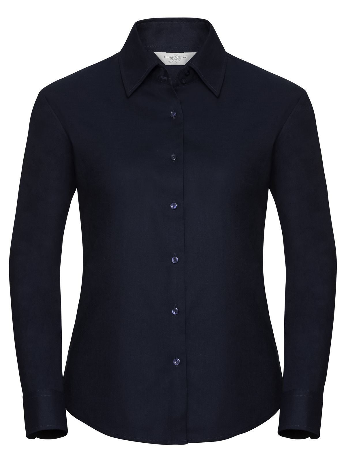 Damesoverhemd met lange mouwen en getailleerde pasvorm, model Oxford. - NB - Helder marineblauw
