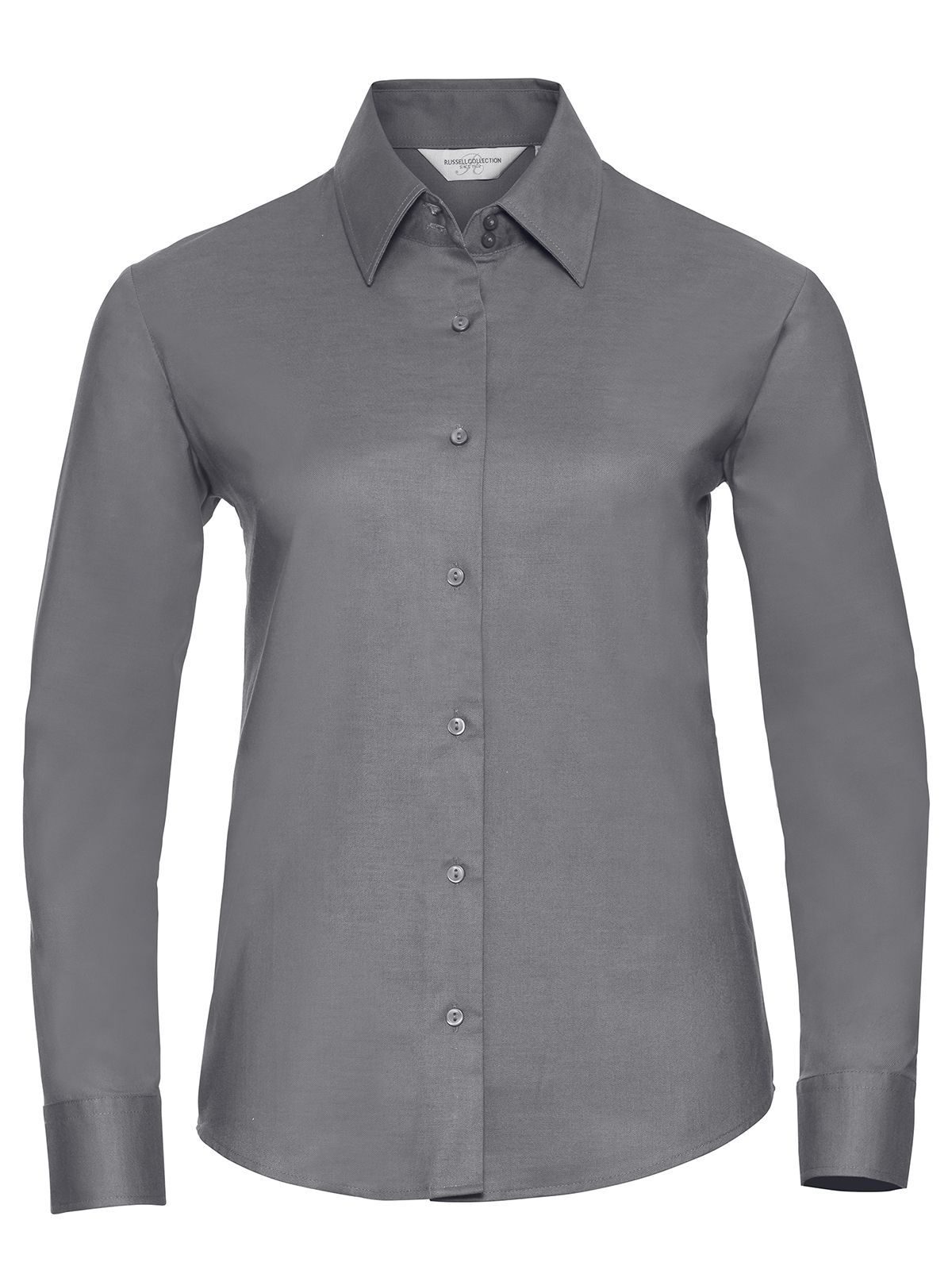 Damesoverhemd met lange mouwen en getailleerde pasvorm, model Oxford. - SI - Zilver